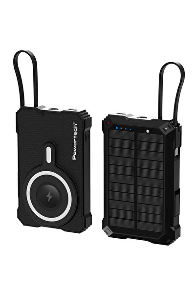POWERTECH ηλιακό power bank PT-1505 με καλώδιο, 10000mah, magnetic wireless, ...