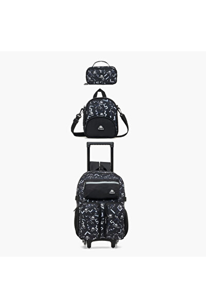 Kappa Logo Print 3-Piece School Trolley Bag Set for Kids 13 Years+ with Lunch...