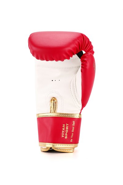 Titan Sport Professional Boxing Gloves Red Gold, Kick Boxing, Muay Thai, Fitness and Sandbag Training Gloves (with Mouthguard Gift)