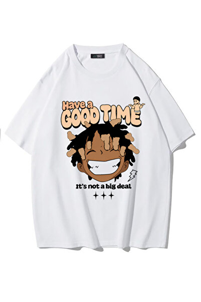 BRZ COLLECTION Tricou Unisex Oversize Have a Good Time (ALB)