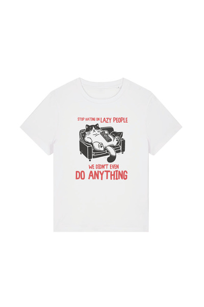 INNOVI Tricou femei Lazy - Tricou Oversized Bumbac Organic, Print DTF