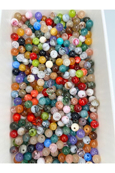 E.B EBRULİ BONCUK 6 mm Colorful Round Natural Look Acrylic Beads (50 Gr)
