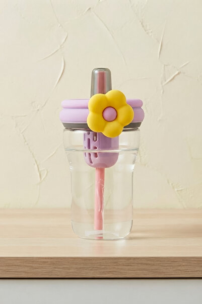 Kitchen Life Detox Water Bottle with Flip Lid, Leak-Proof Strap, Straw and St...
