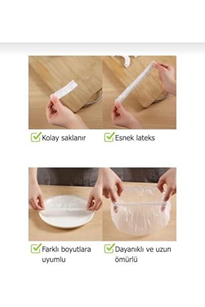 Yıldızan gme shop 100 Adet Gıda Bonesi Streç Kapak | Esnek Tabak ve Kase Kapl...