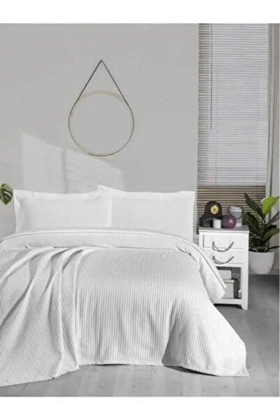 Yıldızan Knitted Pique 100% Cotton Thick Yarn Soft King Size 240 * 260 White ...