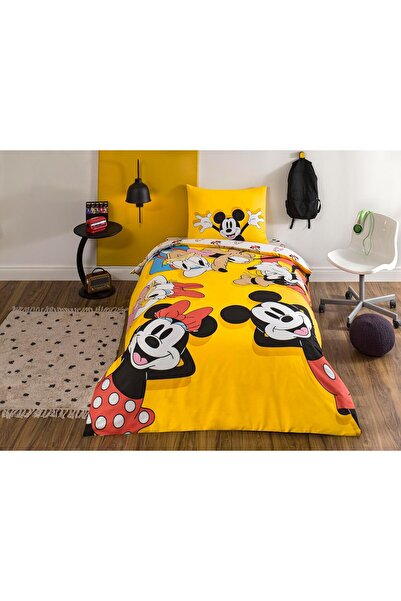 Yıldızan Msa Shop Mickey & Friends Standard Cotton Duvet Cover Set, Black, Ye...