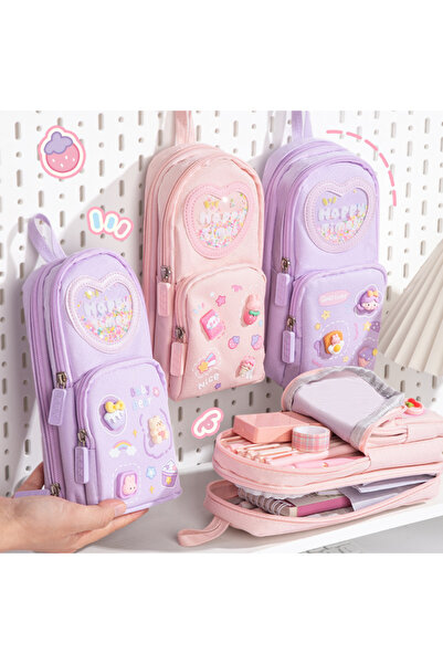 Buldug 6 Compartments Multi-Compartment Large Size Pen Holder Purple Multi-La...