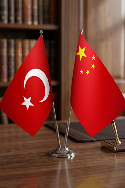 Günışığı Atölyesi Çin Halk Cumhuriyeti Bayrağı Türk Bayrağı Masaüstü İkili Kr...