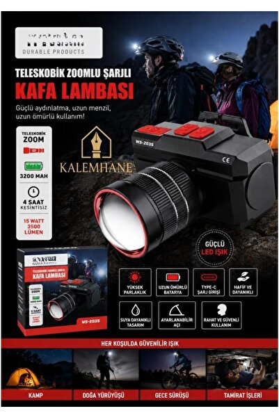 kalemhane Profesyonel Kafa Lambası 25W 1800 Lümen Hareket Sensörlü 6400 mAh Ş...