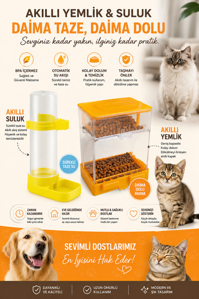 Petshop Akıllı Kuş Yemliği ve Suluk Seti – Otomatik Kafes Yemlik Su Kabı – Mu...