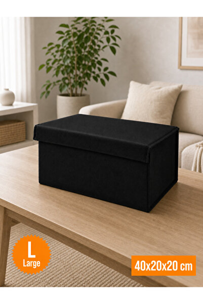 Emma Oliwia Black Covered Closet Organizer, Foldable Clothing Storage Box, Sh...