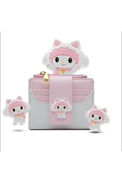 synshop Cute Pink Rabbit My Melody Melodyyy Portofel de damă cu fermoar și mo...