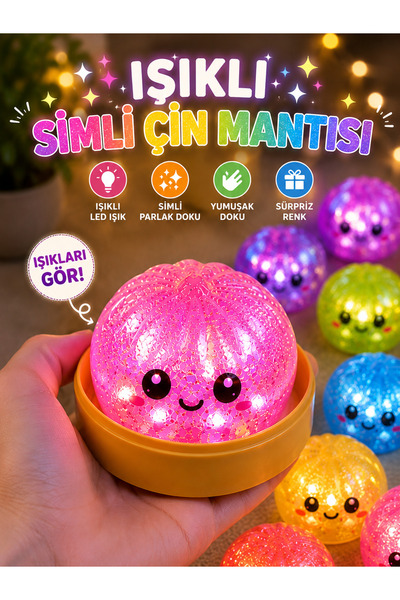 Illuminated Glitter Chinese Ravioli Squishy Toy | Soft Illuminated Toy |Surprise Color | Viral Dumpling Squishy