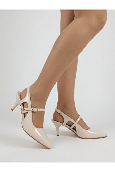 Catelyn Women's Beige Patent Leather Mary Jane 7 cm Short Thin Heeled Buckle ...