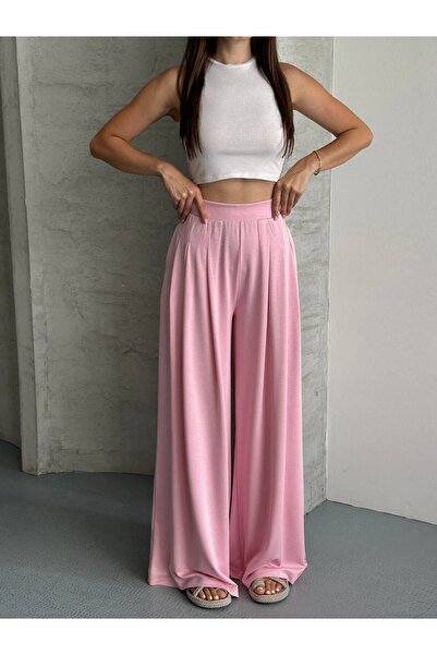Butik Beyza Παντελόνι σαλβάρι με πλισέ τσέπες και φαρδιά μπατζάκια