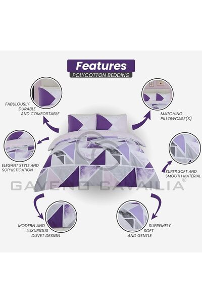 GC GAVENO CAVAILIA أطقم أغطية لحاف رخامية معدنية اللون، طقم سرير مزدوج قابل ل...