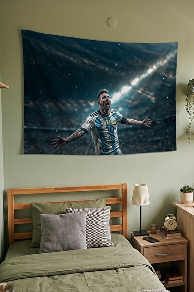 Milura Lionel Messi Duvar Örtüsü – Modern Dekoratif Kaliteli Kumaş Tapestry D...