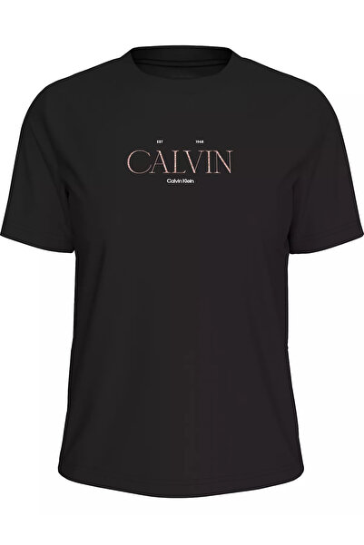Calvin Klein Kadın Normal Kalıp Logo Baskılı Pamuklu Kısa Kollu Siyah T-Shirt