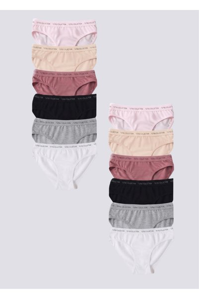 NACAR STORE Set de 12 chiloți bikini din bumbac pieptănat pentru femei