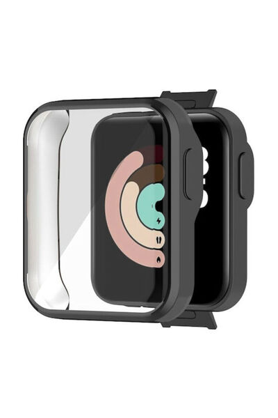 OEM Θήκη σιλικόνης με γυαλί σε μαύρο χρώμα για Mi Watch Lite