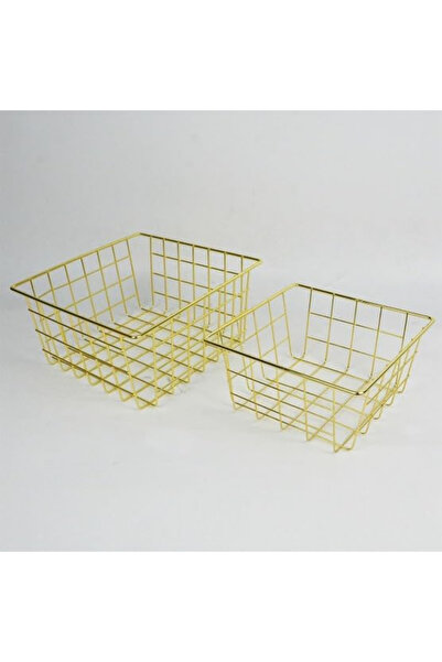 B&D Decorative Metal Wire Storage Baskets, Gold, Set of 2