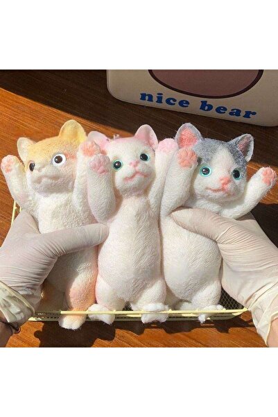 LRS STORE Dev Boy Kedi Figür-Taba Sukuşi - 20 cm Squishy Patili Kedi - Tüylü ...