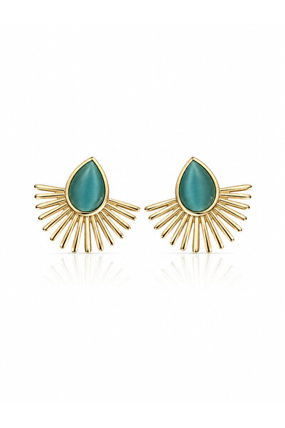 Angelovia Sun Green Stone Steel Women's Earrings