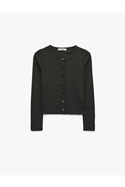Koton Slim Fit Long Sleeve Crew Neck Buttoned Knitwear Cardigan