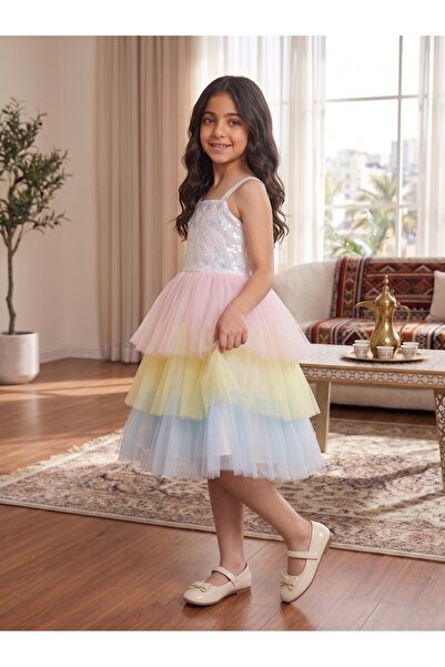 girl party dress multi Calla Floral Organza Tiered Party Dress Multi | Girls' Dresses