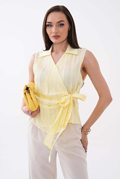 DazzUp Women's Waist-Tie Sleeveless Blouse