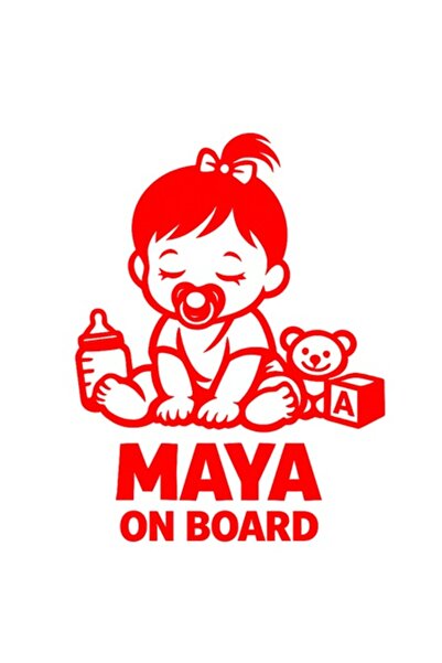 OEM Autocolant decorativ auto  "MAYA ON BOARD ", 10cm, Roșu