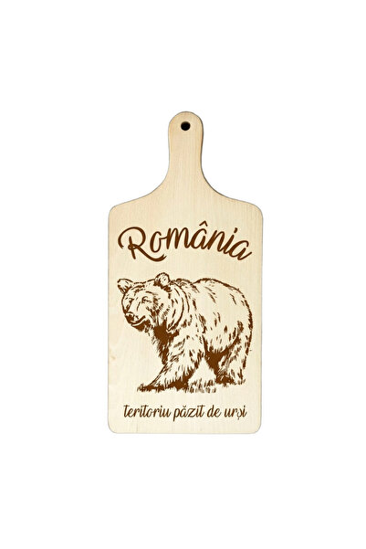 LimArt Plachetă decorativă din lemn , mesaj "Teritoriu pazit de urși", 31x13cm