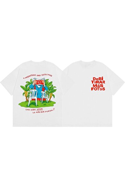 Vordevia Μπλουζάκι Unisex με στάμπα Bad Bunny, λευκό, oversized, βασικό, άνετ...