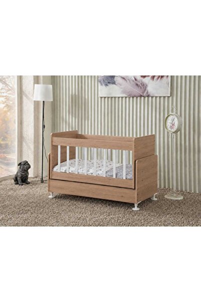 ZELMİRA 60*120 cm Anne Yanı Sallanan Beşik Ahşap Park Beşik Anne Yanı
