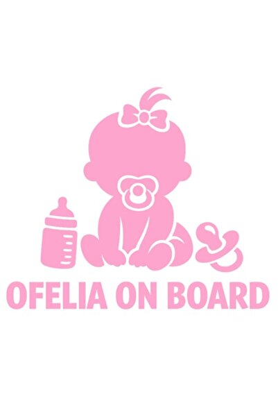 OEM Autocolant decorativ auto  "OFELIA LA BORD ", 10cm, Roz