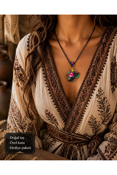 HER ŞEY NOTA www.herseynota.com Zafrina Bohemian Colorful Stone Detailed Hand...
