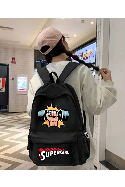 Minga London Crna supergirl školska torba, ruksak za učionicu i kurs