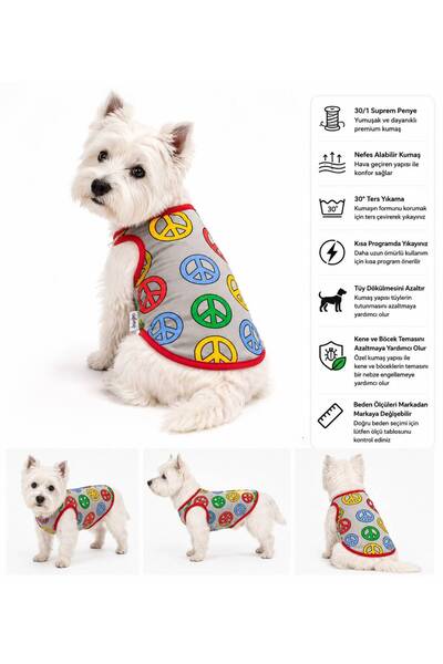 DOGİ&DOG Küçük Irk Peace Dog&Cat Köpek Kıyafeti Kedi Kıyafeti (1-10KG)