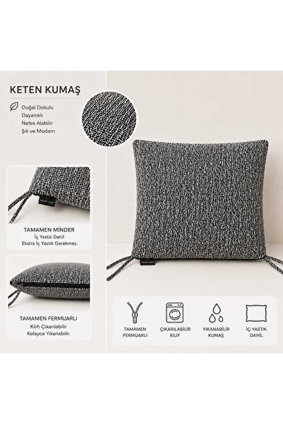 COLORMİX İç Ve Dış Mekan Uyumlu Keten Kumaş Sandalye Minderi 43x43