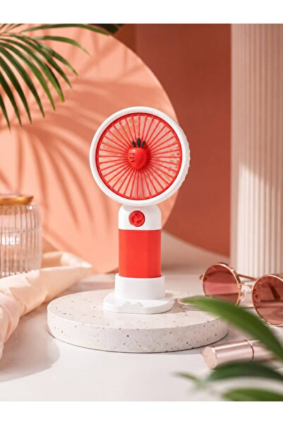A&Ç SHOP USB Şarjlı Mini El Vantilatörü – Masa Standlı Taşınabilir Kırmızı Fan