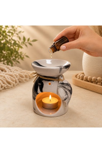 Lara Karma Yaprak Detaylı Seramik Buhurdanlık – Dekoratif Aromaterapi Buhurda...