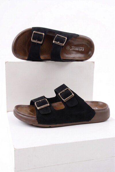 AlbiShoes Men's Double Buckle Comfortable Summer Slippers Ultra Soft Double B...