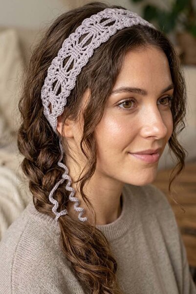 GRI MOR TEKSTIL Hand-Knitted Hair Band with Ties