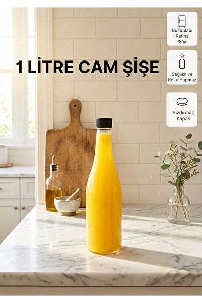 Qualitev 1 Piece Long Transparent Glass Jug Lemonade, Milk, Ayran, Water and ...