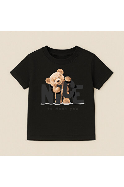 SVART WEAR Teddy Bear Printed Crew Neck Cotton Short Sleeve Kids & Youth T-Shirt