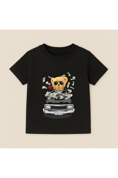 SVART WEAR Teddy Bear Printed Crew Neck Cotton Short Sleeve Kids & Youth T-Shirt