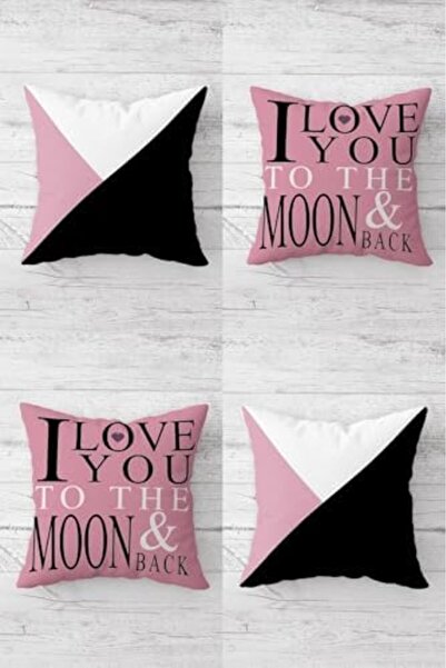 Yıldızan 3K_Store I Love You to the Moon Hidden Zipper Throw Pillow Cover Sof...