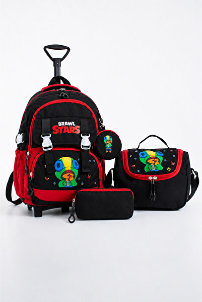 Mori School Bag 4'lü Çekçekli Okul Çantası Seti - Sabit Çekçek Katlanır Ön Ay...