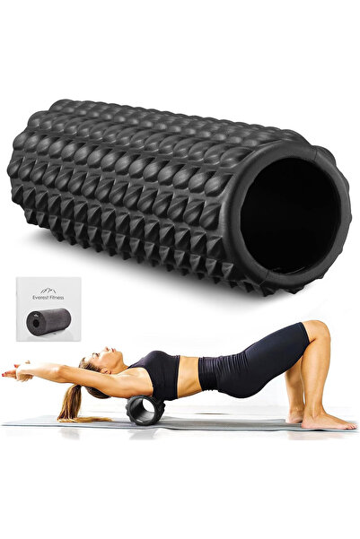 Everest Fitness Rolă de masaj 30 cm, neagră, din spumă EVA, cu țepi
