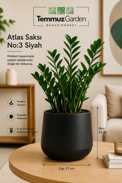 SERİNOVA Atlas No:3 Plastik Dekoratif Saksı